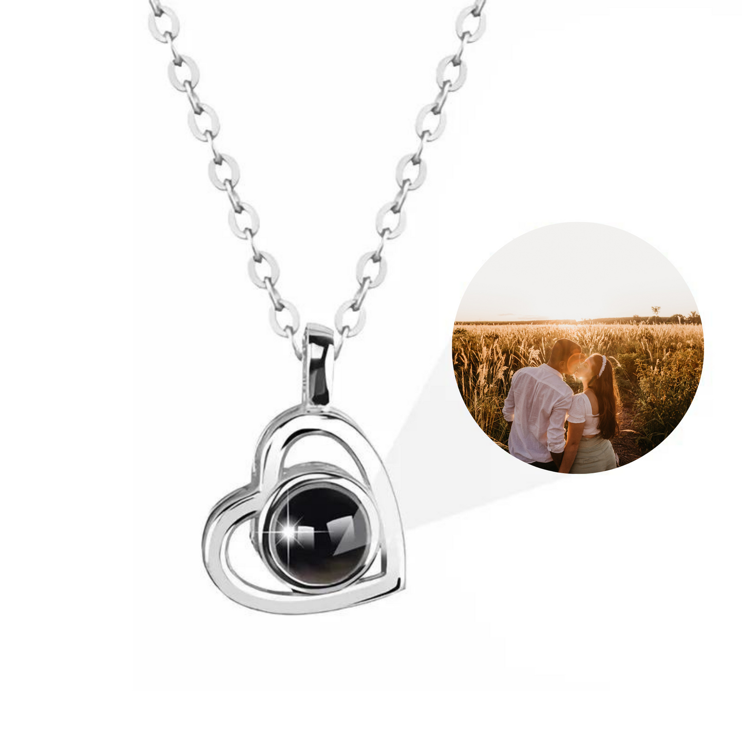 Gepersonaliseerde Hart fotoprojectie ketting