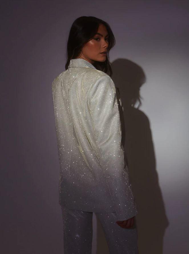 ALEXIA OVERSIZED GLITTER BLAZER - Zilver